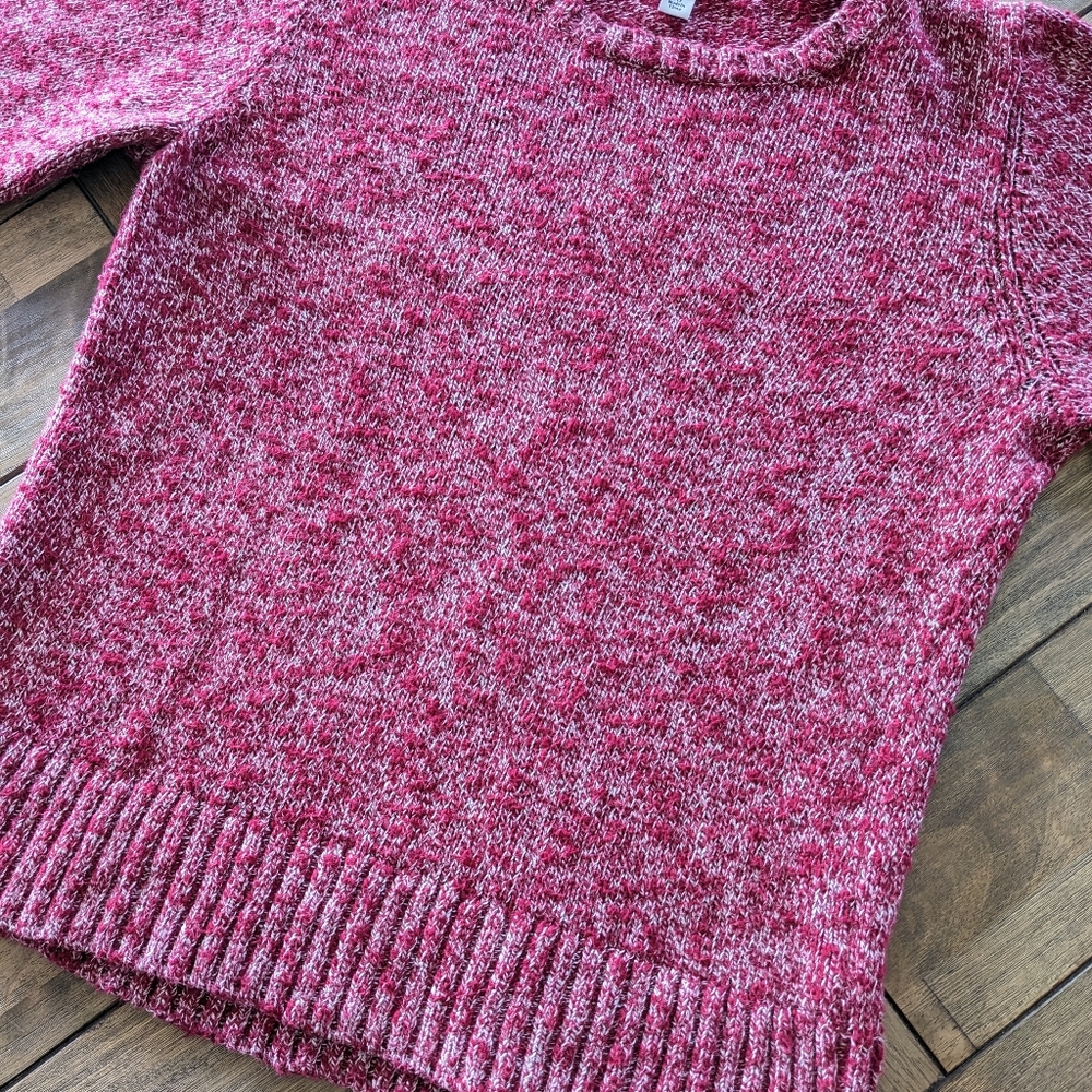 LL Bean Red and White Cotton Marl Sweater